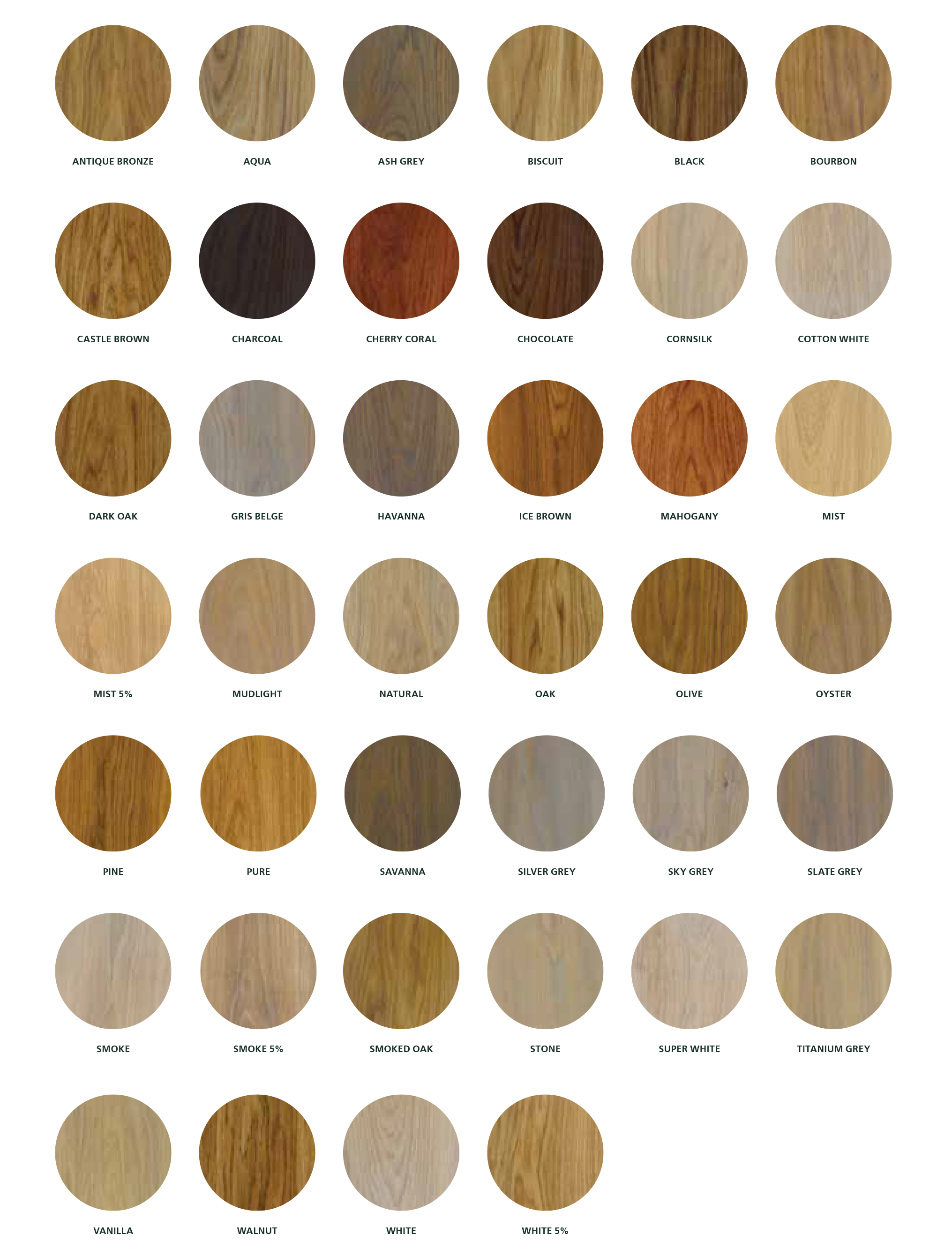 Rubio monocoat 40 standaard kleuren range